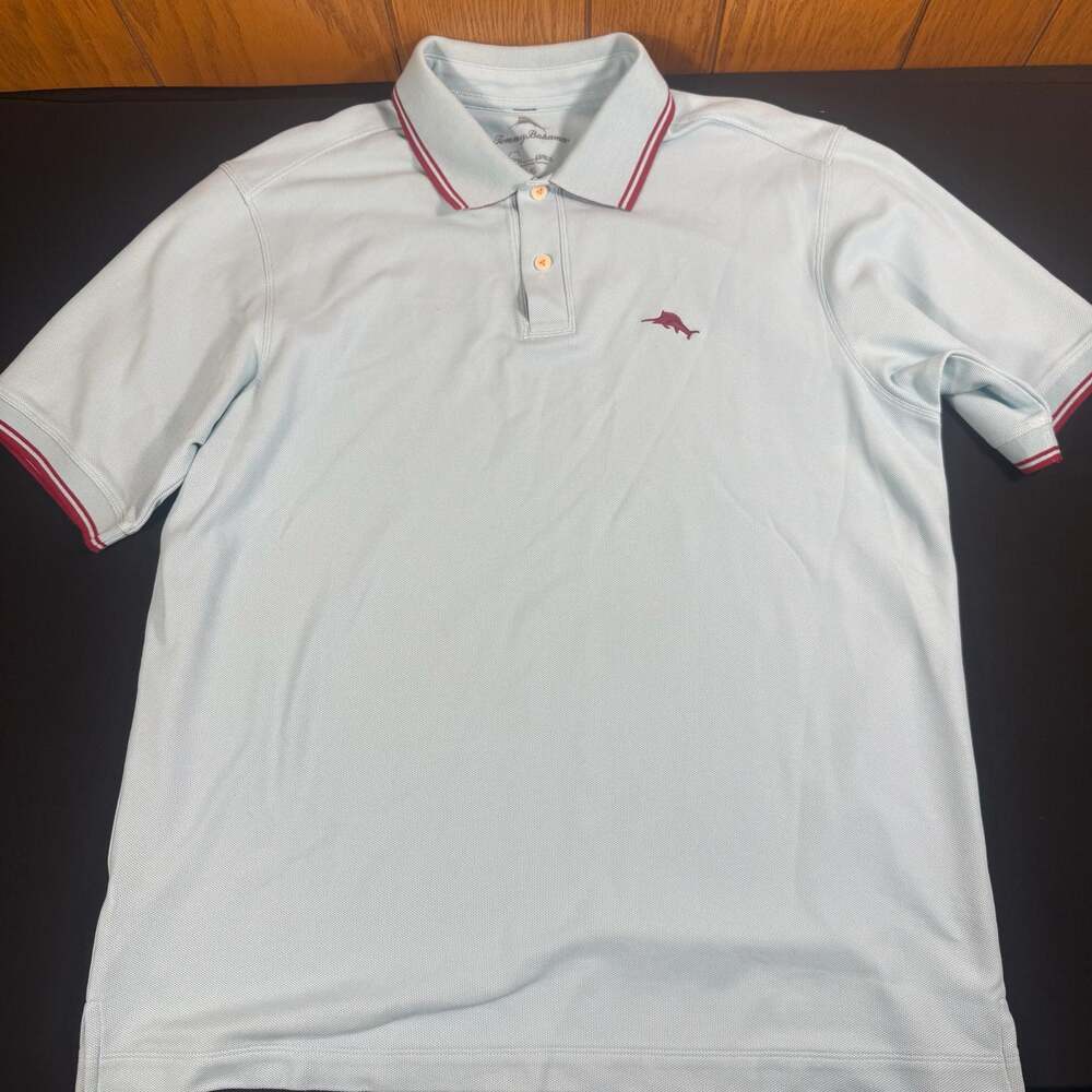 Tommy Bahama Pima Cotton Polo Shirt Light Blue Size Large
